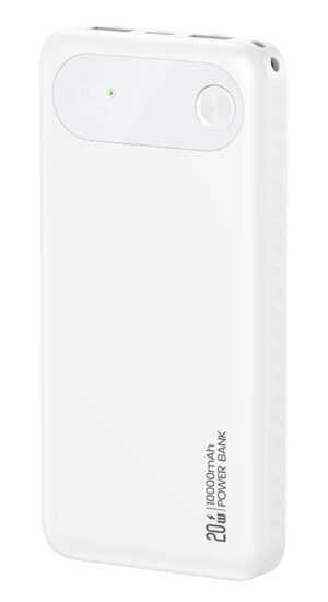 USAMS power bank CD249 με οθόνη, 3x θύρες εξόδου, 10000mAh, PD20W, λευκό