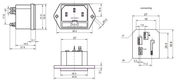 GOOBAY AC chassis plug 11261, με ασφάλεια - Image 2