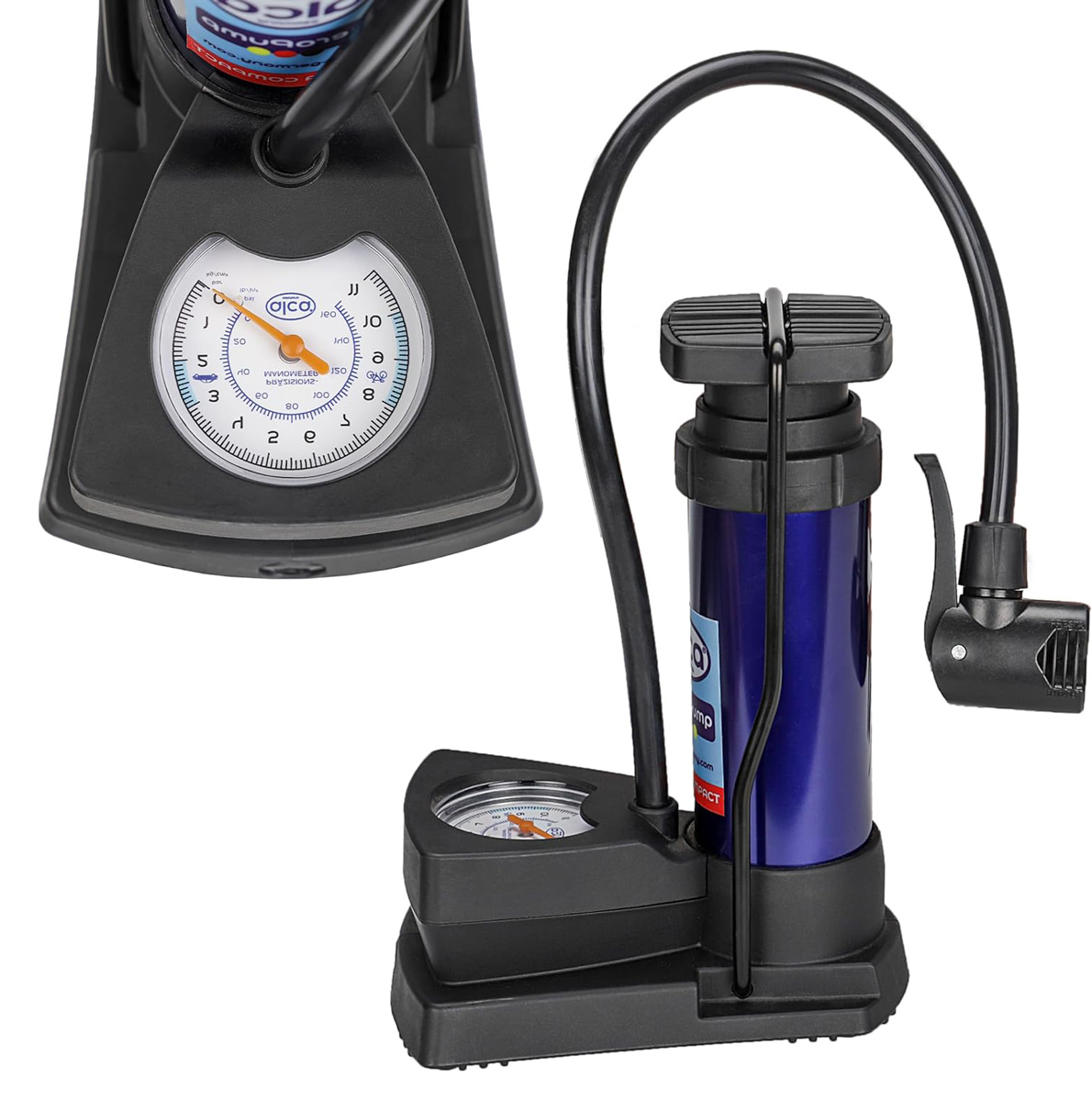 ALCA τρόμπα ποδιού 201300 με μανόμετρο, 160PSI, μπλε - Image 5