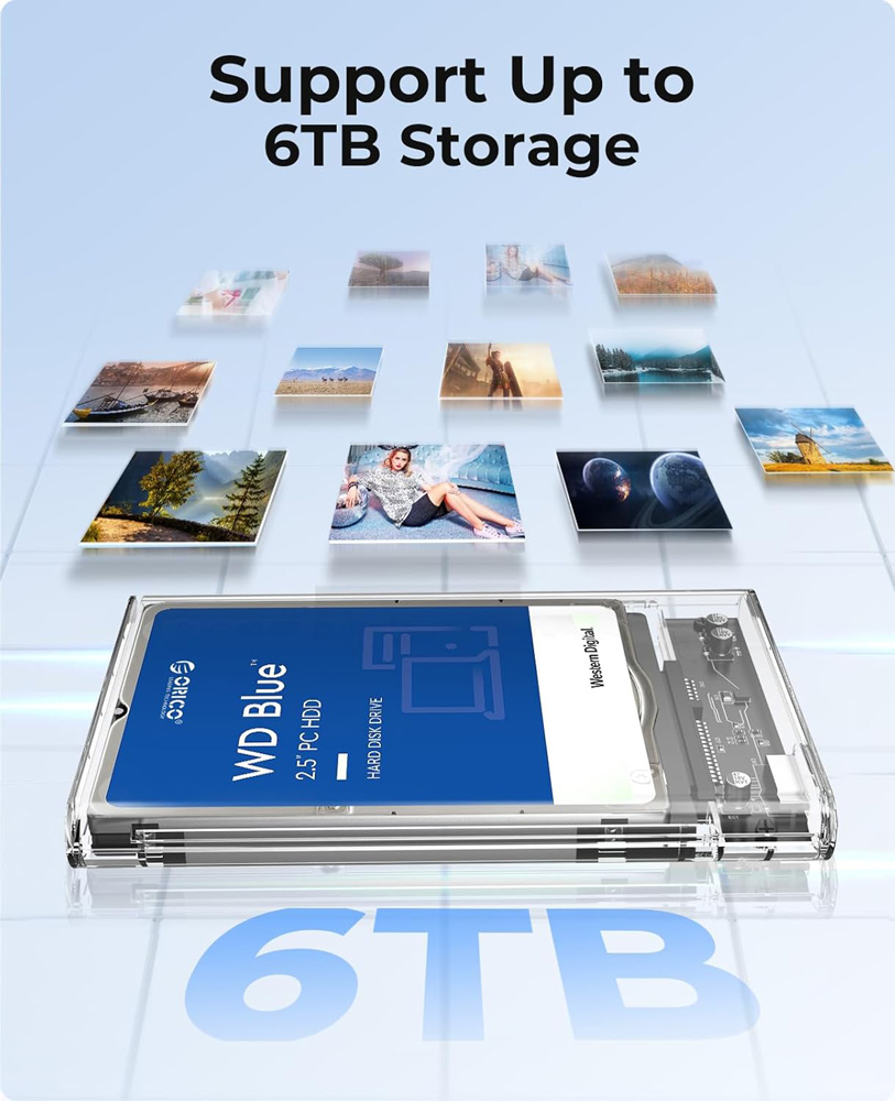 ORICO θήκη για 2.5" SATA HDD/SSD 2139U3, 5Gbps, διάφανη - Image 3