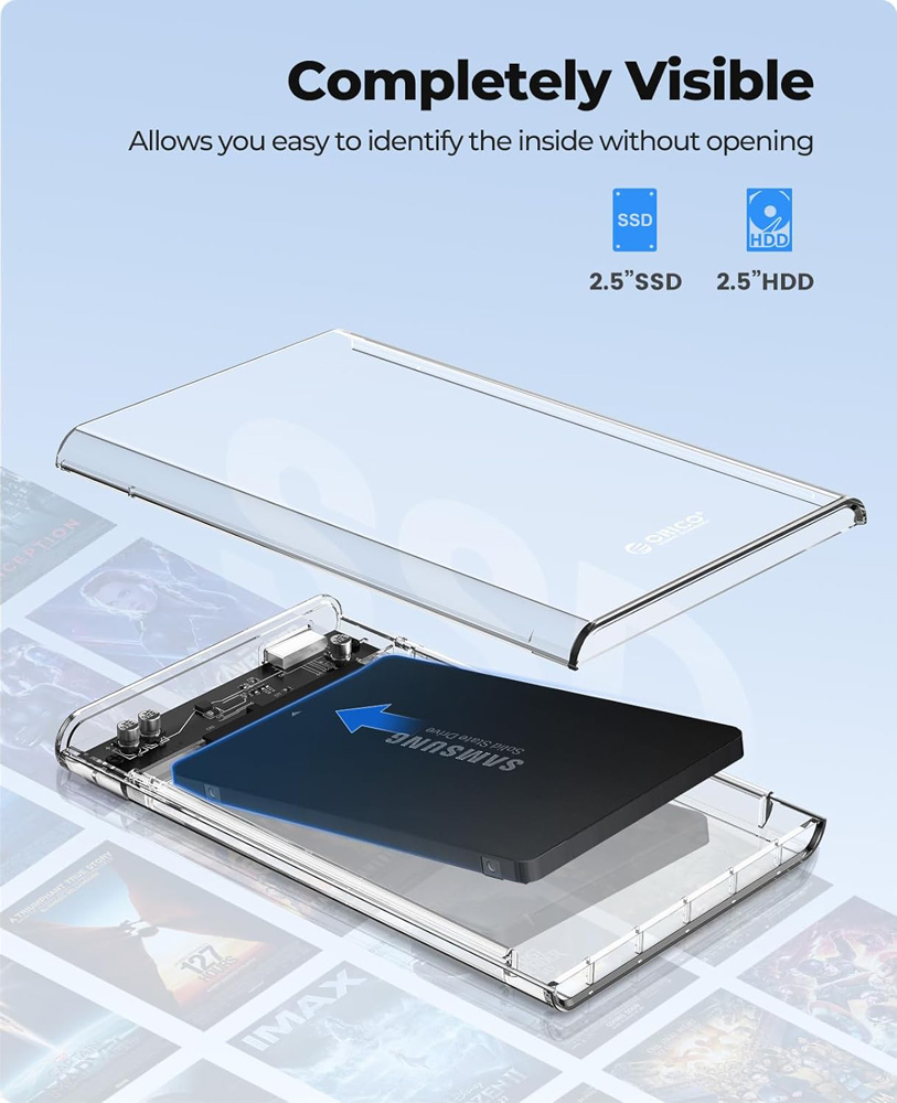 ORICO θήκη για 2.5" SATA HDD/SSD 2139U3, 5Gbps, διάφανη - Image 4