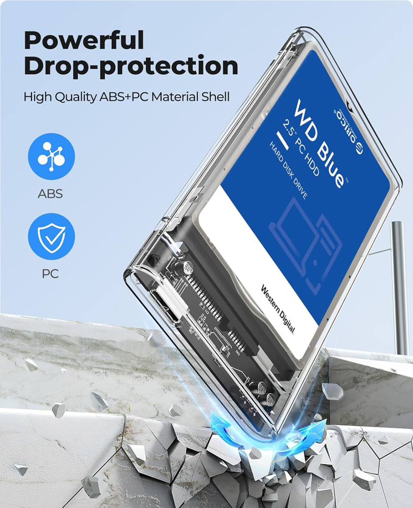 ORICO θήκη για 2.5" SATA HDD/SSD 2139U3, 5Gbps, διάφανη - Image 5