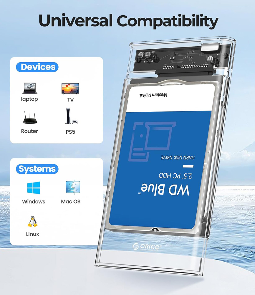 ORICO θήκη για 2.5" SATA HDD/SSD 2139U3, 5Gbps, διάφανη - Image 6
