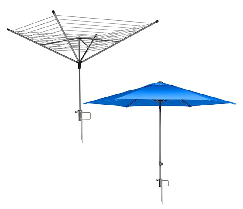 PROPLUS βάση ομπρέλας παραλίας 360816 για κοντάρι διαμέτρου 31-35mm, μεταλλική, ασημί - Image 4