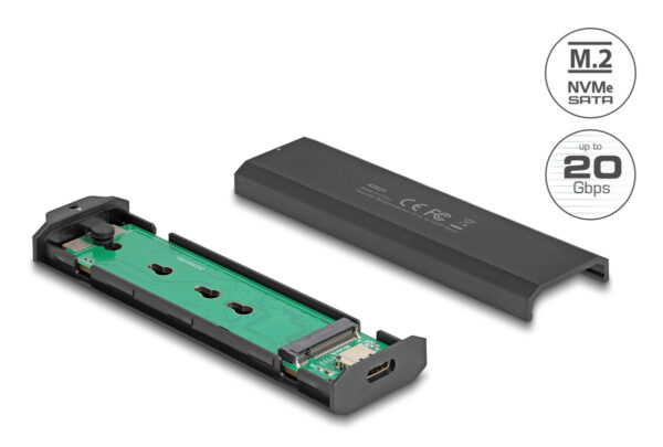 DELOCK θήκη για M.2 NVMe PCIe/SATA SSD 42031, 20Gbps, tool free, μαύρη - Image 3