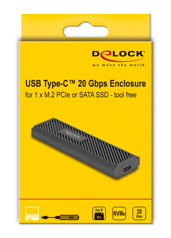 DELOCK θήκη για M.2 NVMe PCIe/SATA SSD 42031, 20Gbps, tool free, μαύρη - Image 6