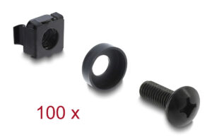 DELOCK σετ βίδες με παξιμάδια 42434 για rack, M6/16mm, μαύρο, 100τμχ
