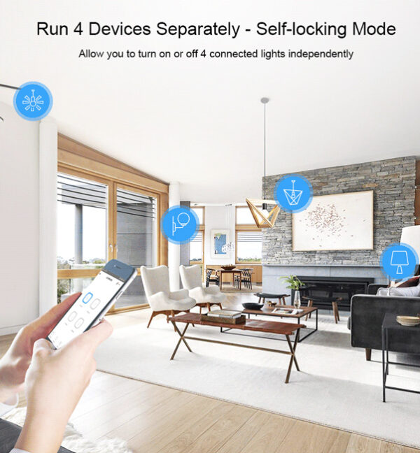 SONOFF Smart Διακόπτης WiFi 4CH R3, 4 θέσεων, 16A, λευκός - Image 7