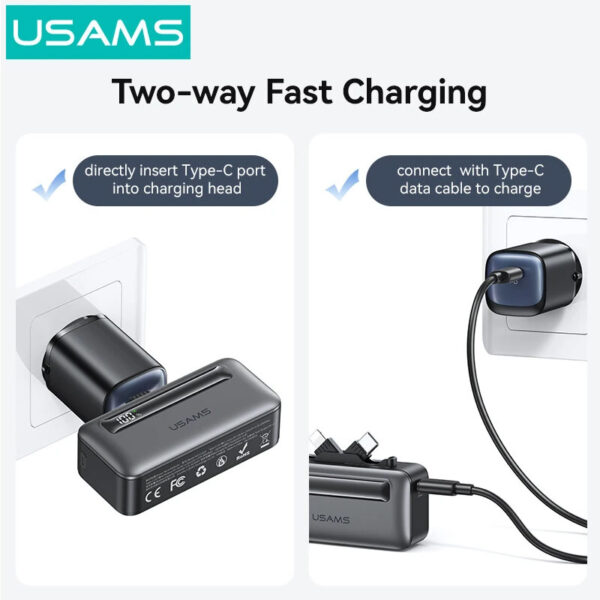 USAMS power bank CD233, USB-C/Lightning έξοδος, 4500mAh, 20W, γκρι - Image 6