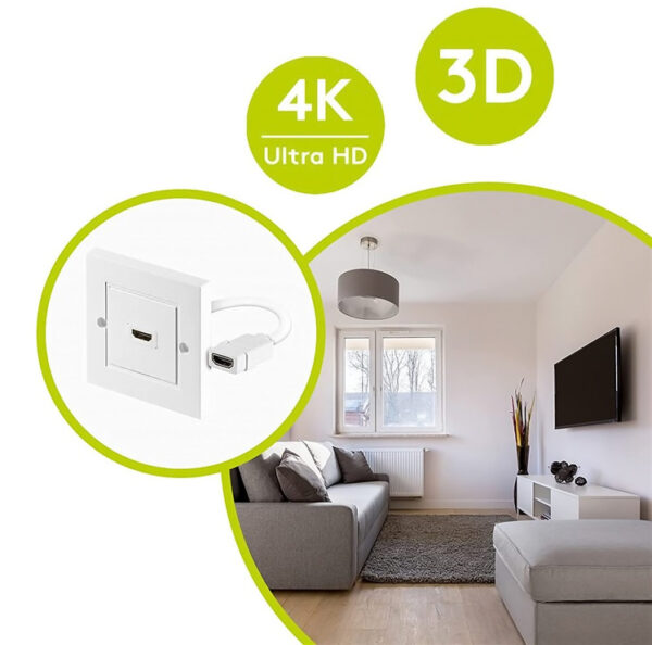 GOOBAY πρίζα τοίχου HDMI 51722, gold-plated, 4K, λευκή - Image 2