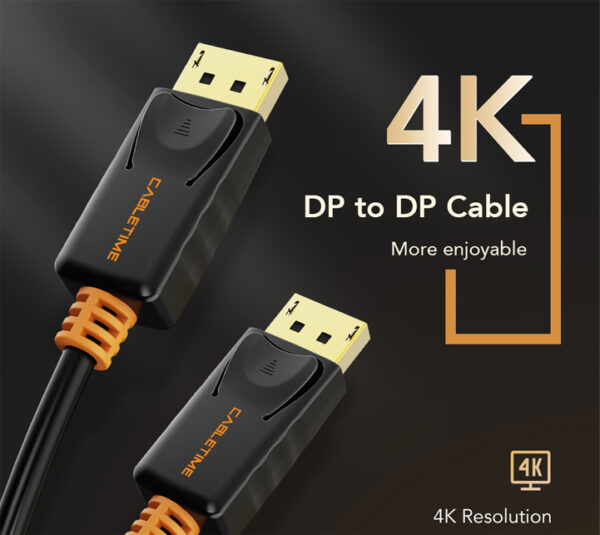 CABLETIME καλώδιο DisplayPort CT-01G, 4K/60Hz, 1m, μαύρο - Image 2