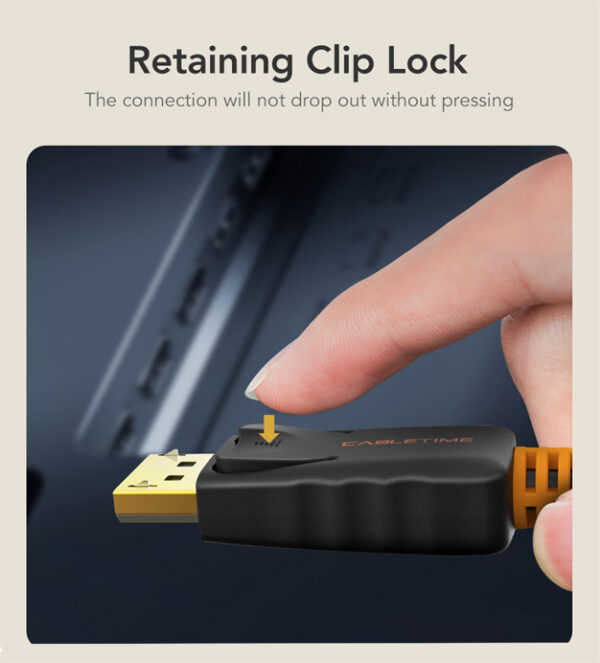CABLETIME καλώδιο DisplayPort CT-01G, 4K/60Hz, 1m, μαύρο - Image 4