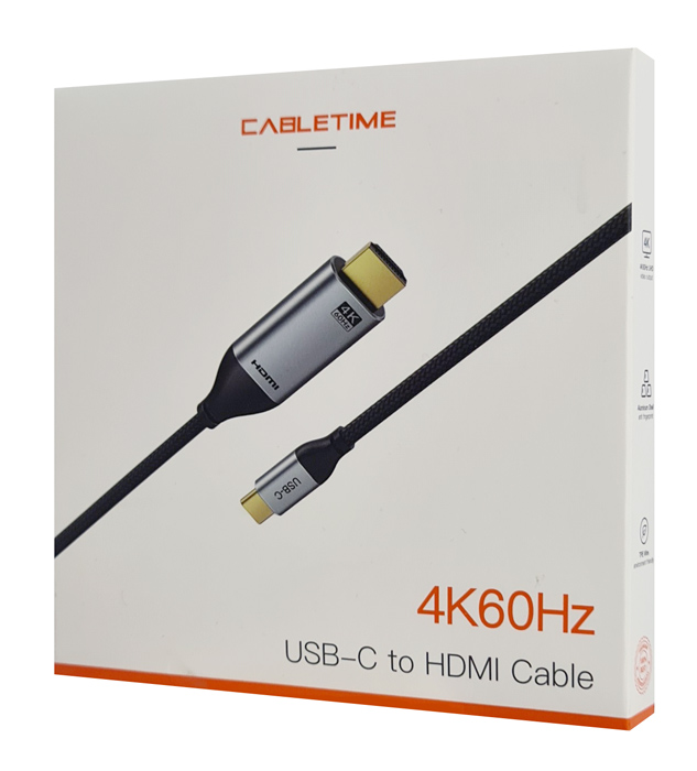 CABLETIME καλώδιο USB-C σε HDMI CT-CMHD2, 4K/60Hz, 5m, μαύρο - Image 3