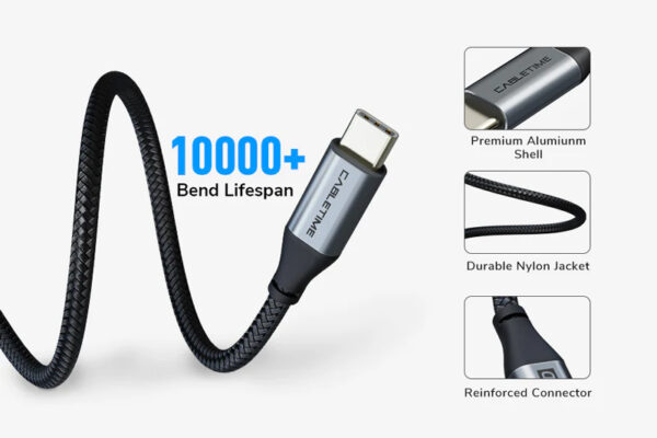 CABLETIME καλώδιο USB-C CMCM100W, 100W PD, 480Mbps, 1.5m, μαύρο - Image 4