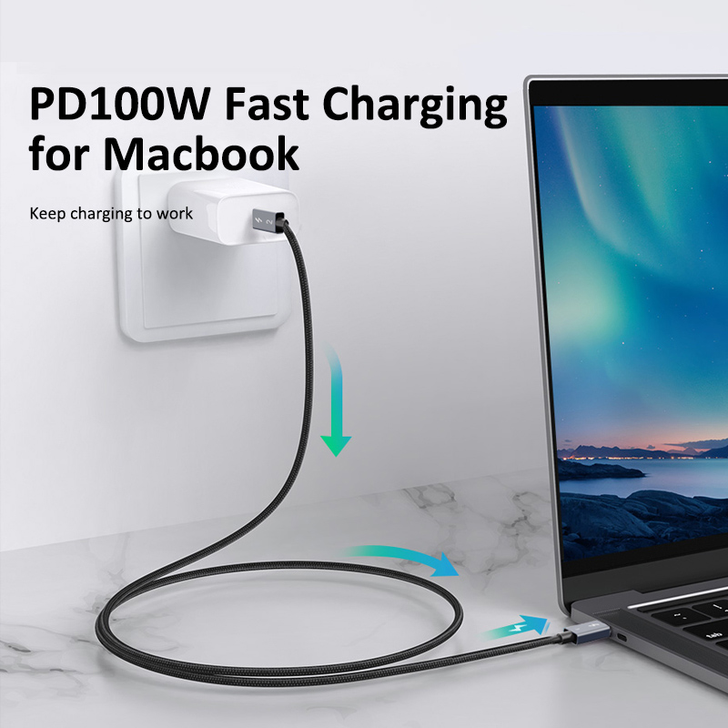 CABLETIME καλώδιο USB-C σε USB-C CT-C160-U31-TB3, 100W, 40Gbps, 4K/60Hz, 0.5m, μαύρο - Image 2