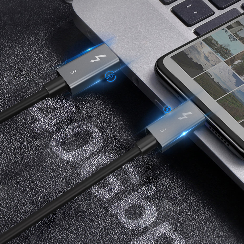 CABLETIME καλώδιο USB-C σε USB-C CT-C160-U31-TB3, 100W, 40Gbps, 4K/60Hz, 0.5m, μαύρο - Image 3