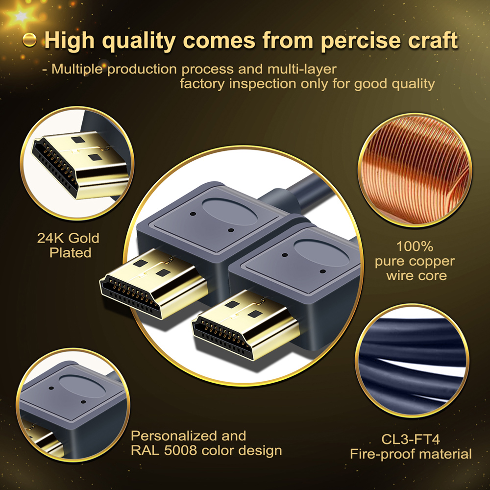 CABLETIME καλώδιο HDMI AV540-USHEAAG με Ethernet, slim, 4K/60Hz, 18 Gbps, 1m, μπλε - Image 3