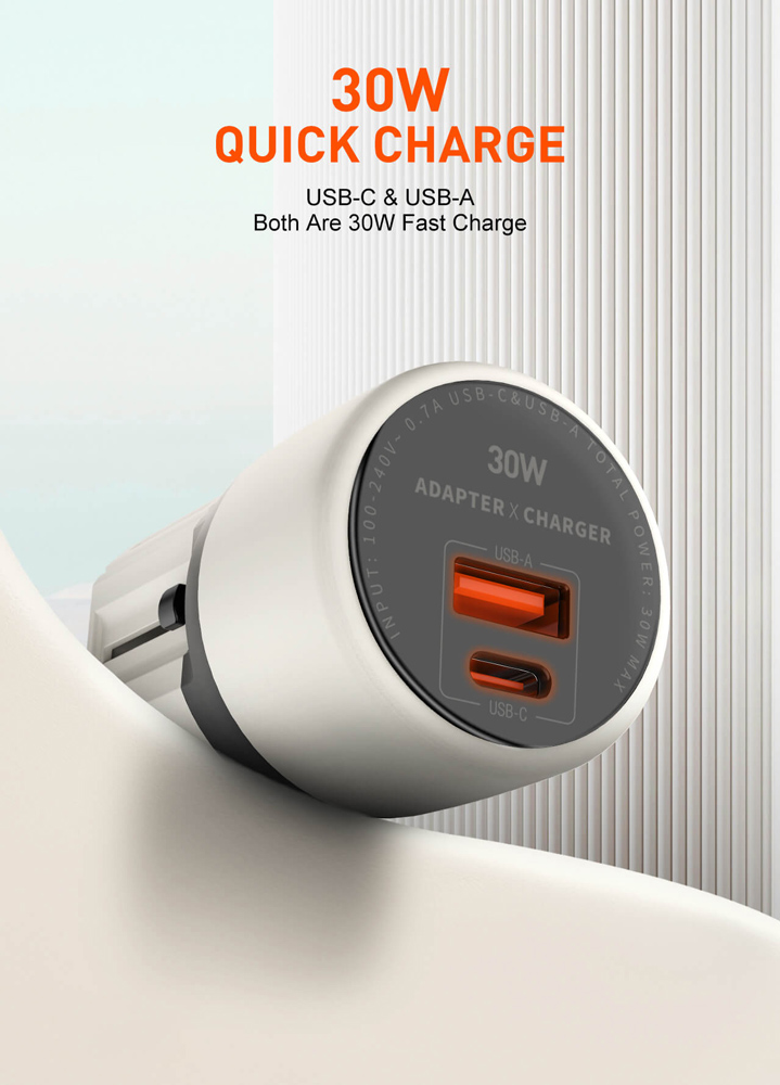 LDNIO φορτιστής τοίχου Q2319 με καλώδιο Lightning, EU/UK/US/AU βύσμα, USB/USB-C, 30W, γκρι - Image 3