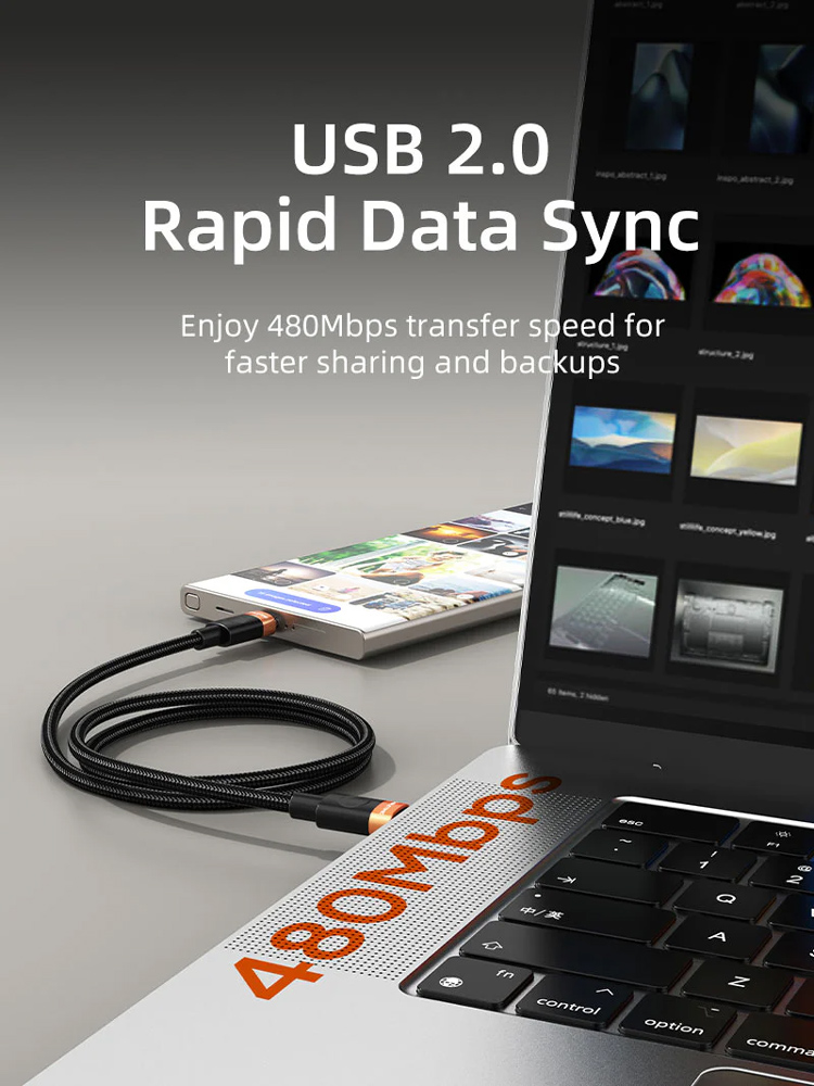 CABLETIME καλώδιο USB-C CT-CM60, 60W, 480Mbps, 1m, μαύρο - Image 3