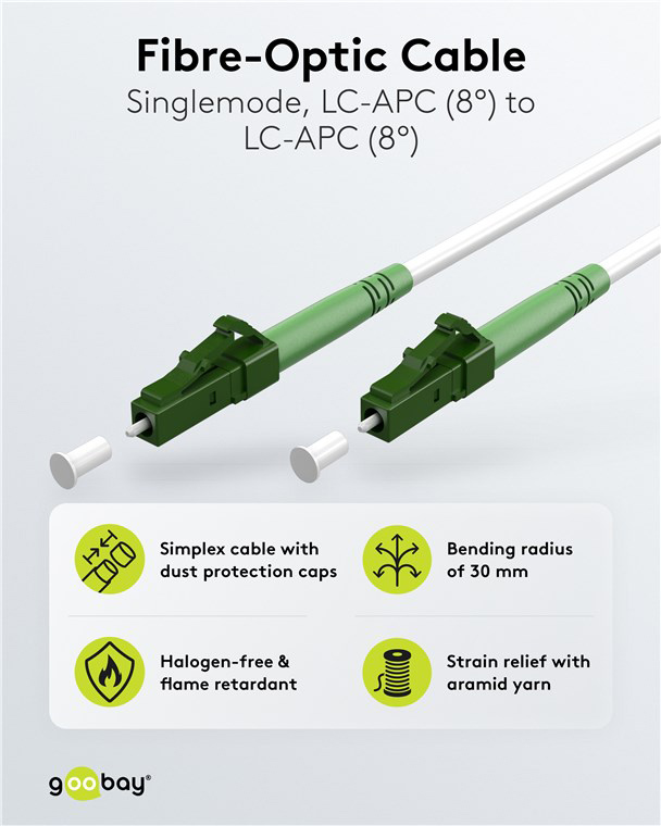 GOOBAY καλώδιο οπτικής ίνας LC-APC 59589, Singlemode OS2, 15m, λευκό - Image 3