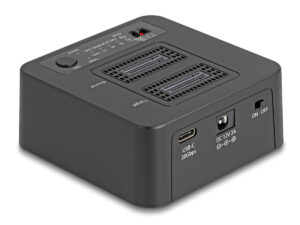 DELOCK docking station για M.2 NVMe SSD 64300, 2 θέσεων, 20Gbps, clone/erase function, μαύρο