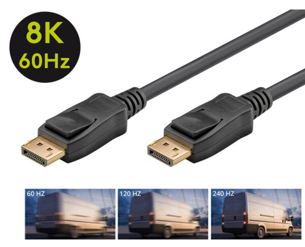 GOOBAY καλώδιο DisplayPort 65809 Certified, 8K/60Hz 32.4 Gbps, 2m, μαύρο - Image 2
