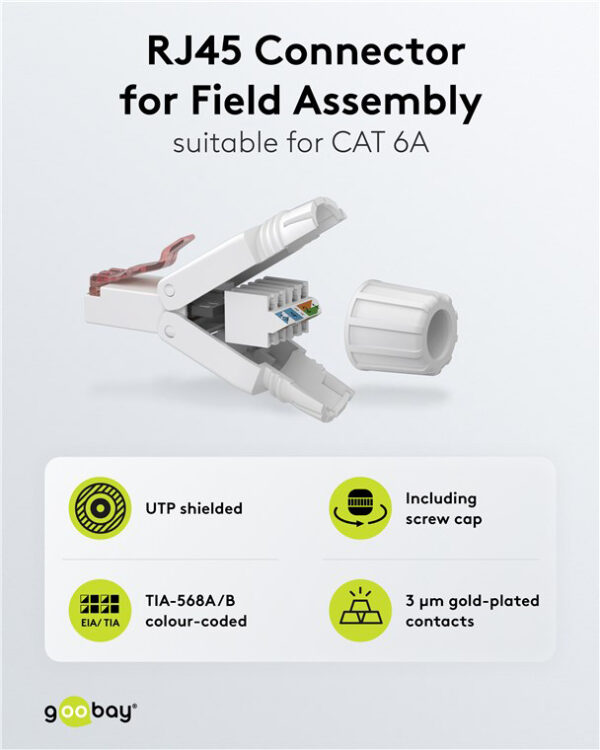 GOOBAY βύσμα RJ45 65942, CAT 6 UTP, tool-free, λευκό - Image 2