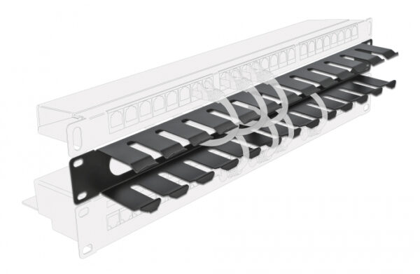 DELOCK cable management 66550 για rack 19"/1U, μεταλλικό, μαύρο - Image 2