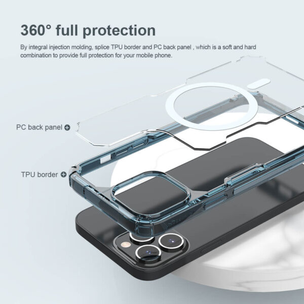 NILLKIN θήκη Nature Pro Magnetic για iPhone 14 Pro, μπλε & διάφανη - Image 3