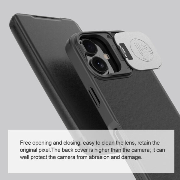 NILLKIN θήκη Qin Prop Leather για iPhone 16, δερμάτινη, μαύρη - Image 3