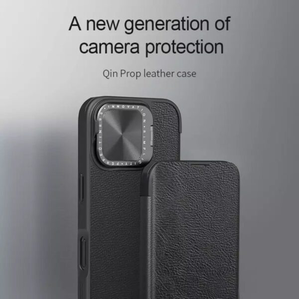 NILLKIN θήκη Qin Prop Leather για iPhone 16, δερμάτινη, μαύρη - Image 4