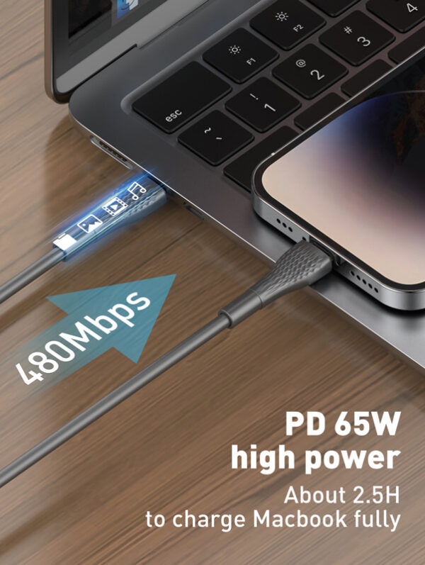 LDNIO καλώδιο USB-C σε USB-C LC671C, 65W PD, 1m, γκρι - Image 3