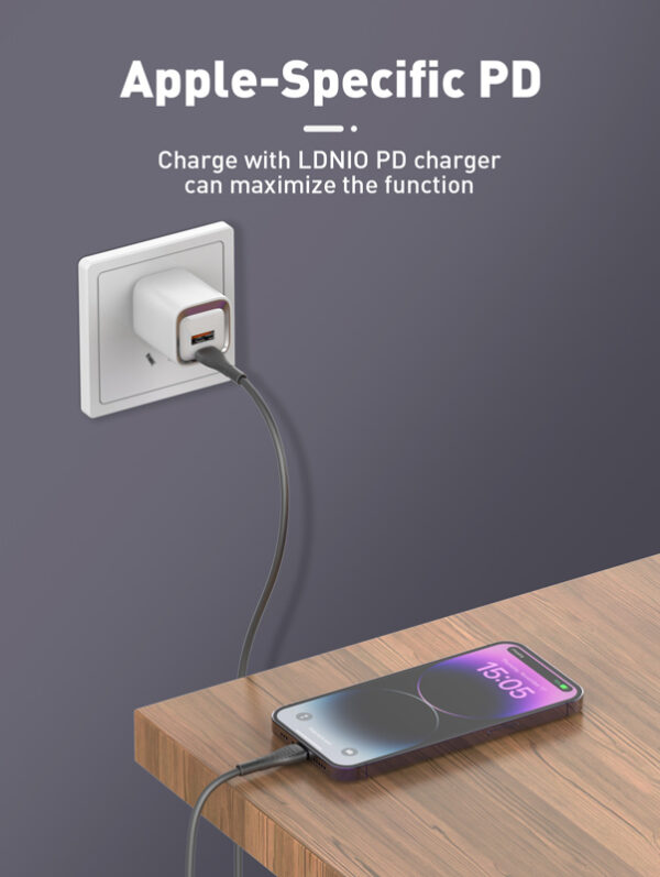LDNIO καλώδιο Lightning σε USB-C LC672I, 30W PD, 2m, μπλε - Image 2