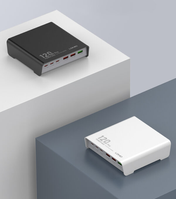 LDNIO σταθμός φόρτισης Q605, 3x USB-C & 3x USB, 120W, PD/QC, λευκός - Image 2