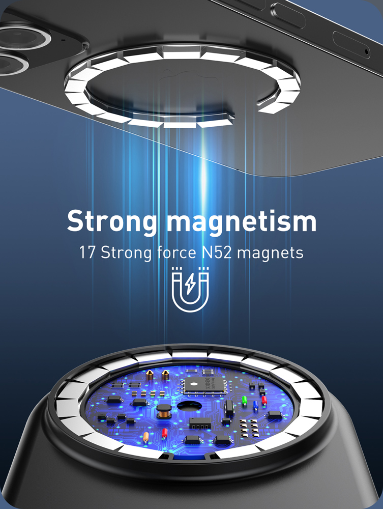 LDNIO ασύρματος φορτιστής WL02 με LED φωτισμό, 3 σε 1, 15W, μαύρος - Image 5