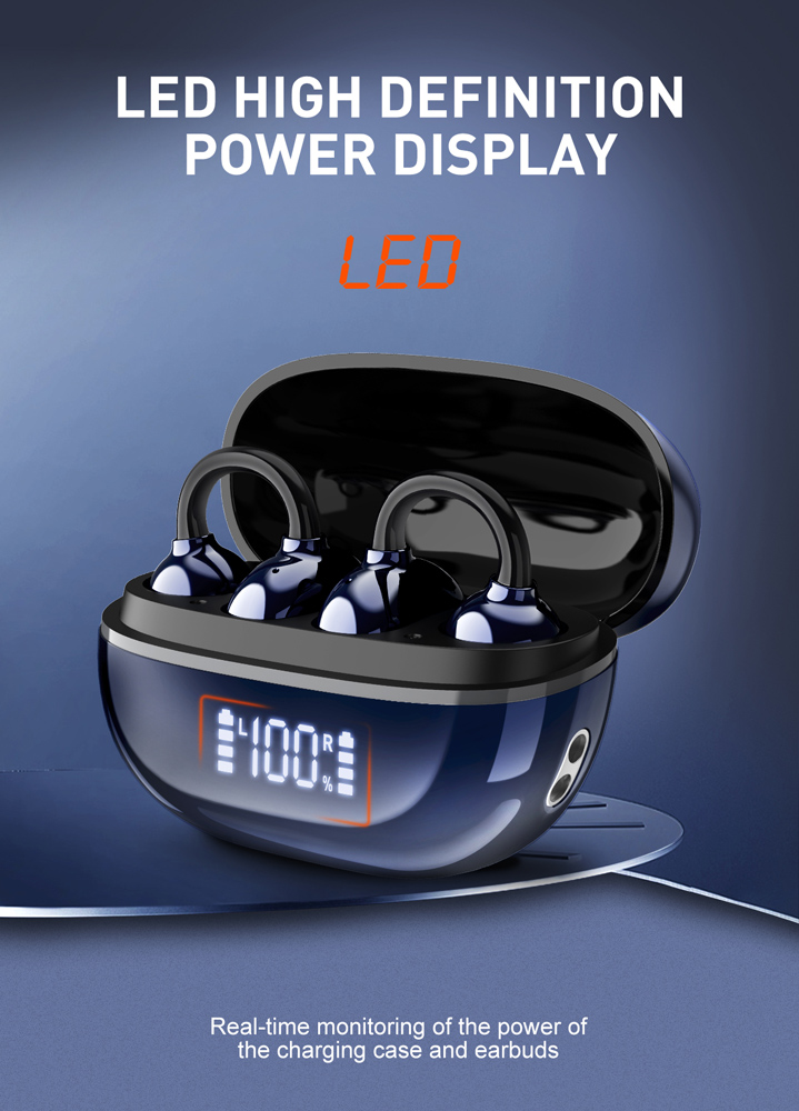 LDNIO earphones με θήκη φόρτισης T09, OWS, Φ10mm, 35/400mAh, μπλε - Image 3