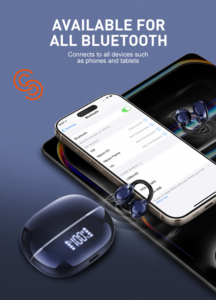 LDNIO earphones με θήκη φόρτισης T09, OWS, Φ10mm, 35/400mAh, μπλε - Image 5