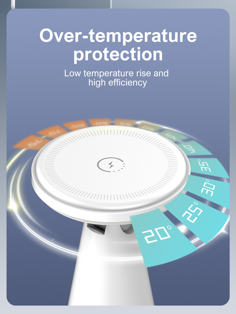 LDNIO ασύρματος φορτιστής WL01 με LED φωτισμό, 3 σε 1, 15W, λευκός - Image 8