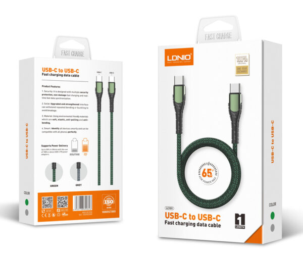LDNIO καλώδιο USB-C σε USB-C LC101, 65W PD, 1m, γκρι - Image 6