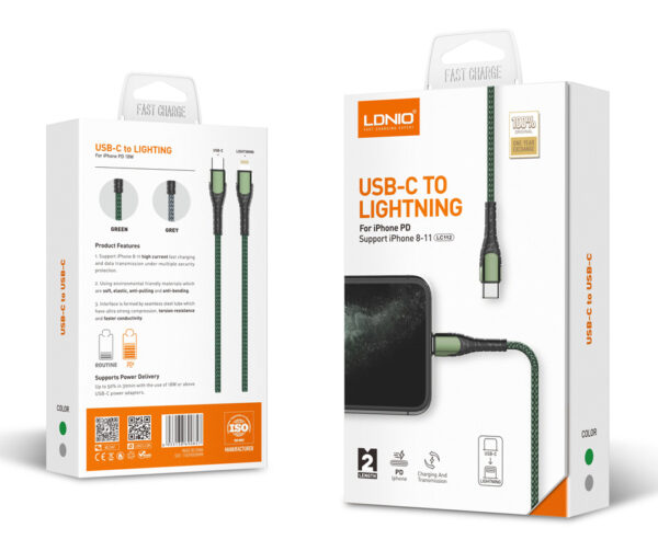 LDNIO καλώδιο Lightning σε USB-C LC112, 30W PD, 2m, γκρι - Image 6