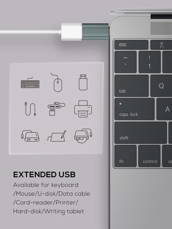 LDNIO αντάπτορας USB-C σε USB LC140, αρσενικό σε θηλυκό, γκρι - Image 2