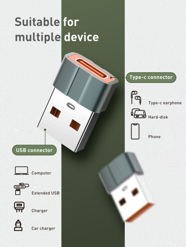 LDNIO αντάπτορας USB σε USB-C LC150, αρσενικό σε θηλυκό, γκρι - Image 3