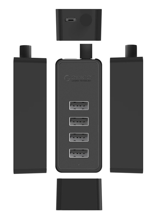 ORICO USB hub W5P-U2, 4x θυρών, USB 2.0, 480Mbps, USB σύνδεση, 1m καλώδιο, μαύρο - Image 4