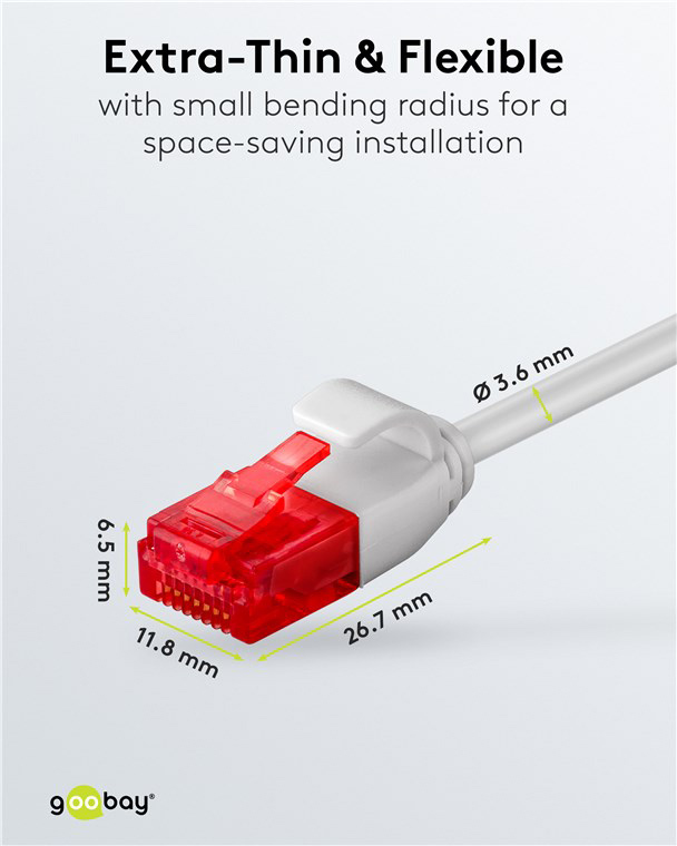 GOOBAY καλώδιο δικτύου 71545, CAT 6 U/UTP, slim, copper, 250MHz, 0.15m, γκρι - Image 4