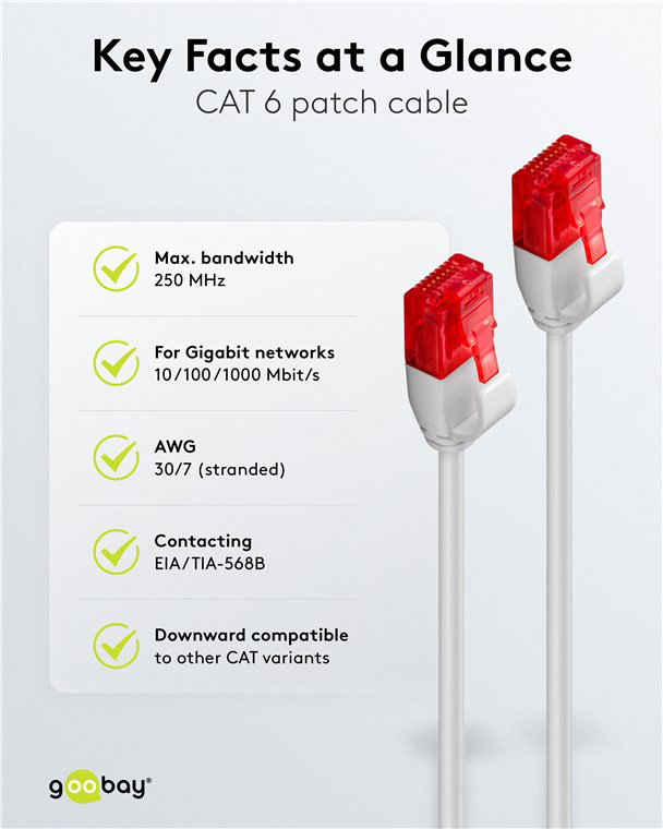 GOOBAY καλώδιο δικτύου 71545, CAT 6 U/UTP, slim, copper, 250MHz, 0.15m, γκρι - Image 5