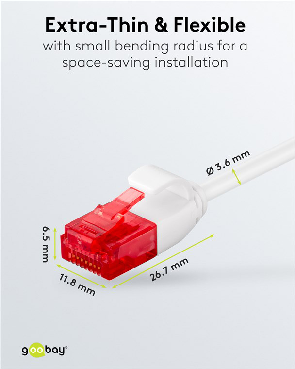 GOOBAY καλώδιο δικτύου 71550, CAT 6 U/UTP, slim, copper, 250MHz, 0.25m, λευκό - Image 4