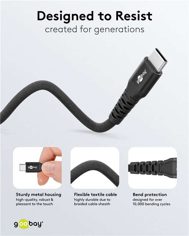 GOOBAY καλώδιο USB-C 73954, 60W, 480Mbps, 2m, μαύρο - Image 5