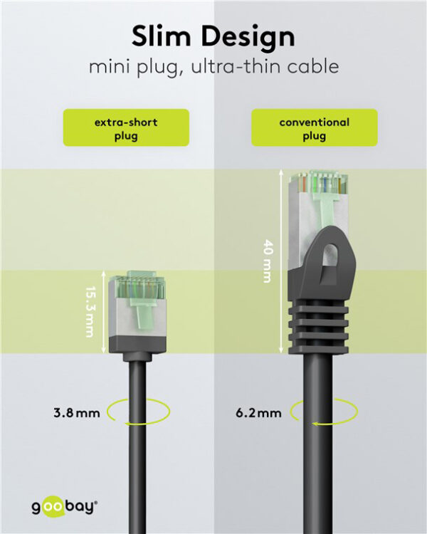 GOOBAY καλώδιο δικτύου 74350, CAT 8.1 U/FTP, slim, copper, 2000MHz, 0.15m, μαύρο - Image 3