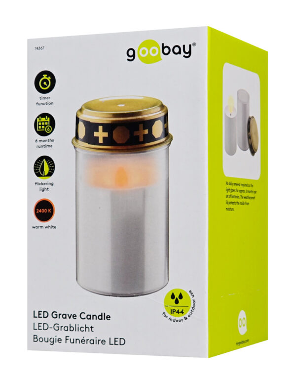 GOOBAY LED φωτιστικό κερί αφιέρωσης 74367, 2400K, IP44, λευκό - Image 4