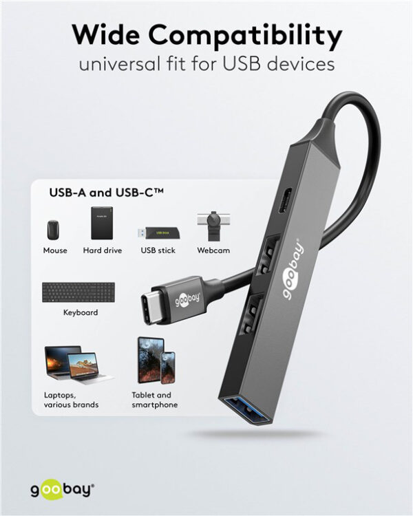 GOOBAY USB hub 74459, 4x θυρών, USB 3.2, 5Gbps, USB-C σύνδεση, γκρι - Image 4